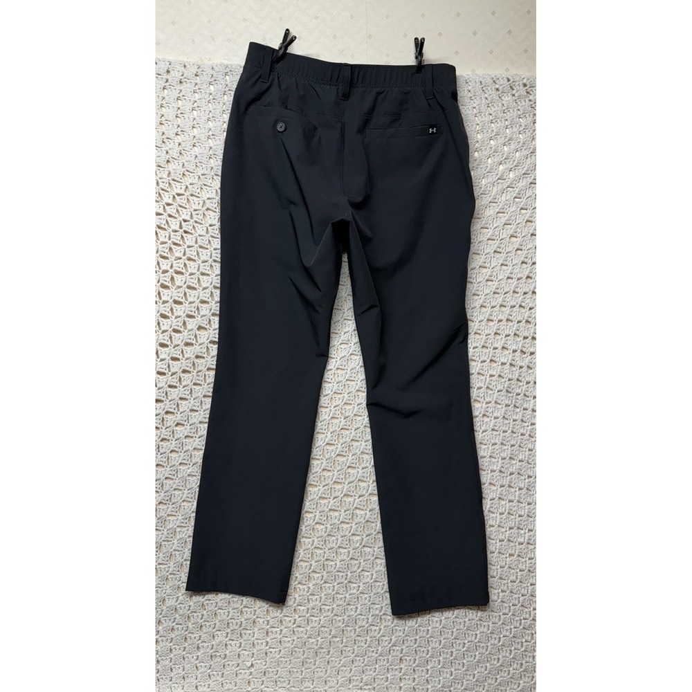 Under Armour Golf Pants Men Tag 34x30 Fits W32 Black Straight Leg Stretch